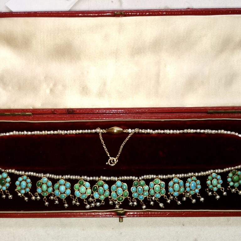 seed pearl and turquoise